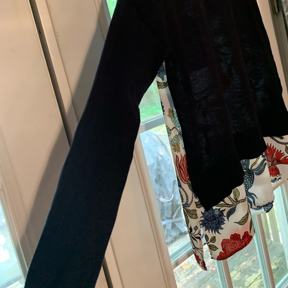 LOFT- Womens size Small, black long sleeved top with built in floral undershirt - Picture 3 of 5